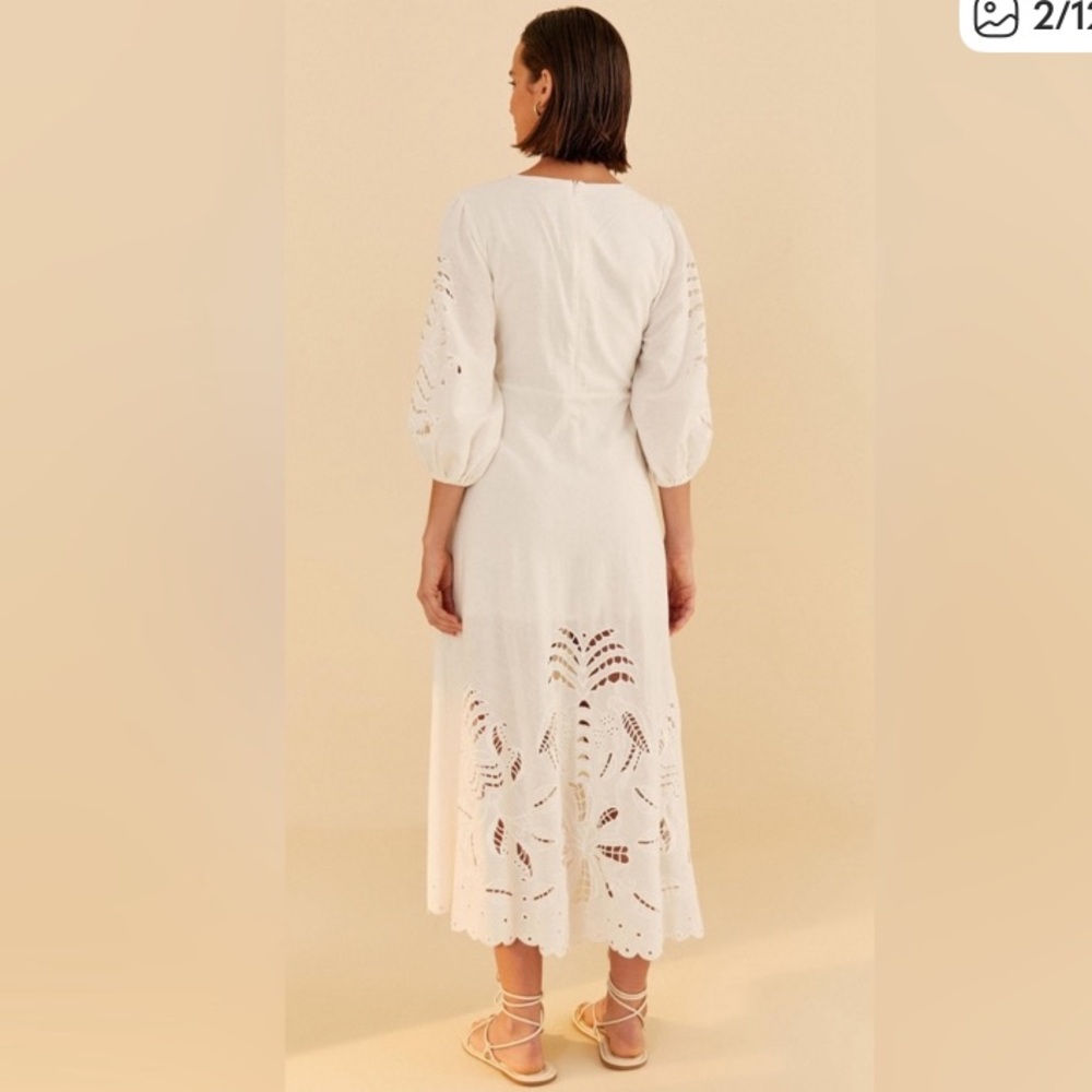 👗👗FARM Rio White Long Sleeve Eyelet Dress - Picture 4 of 10